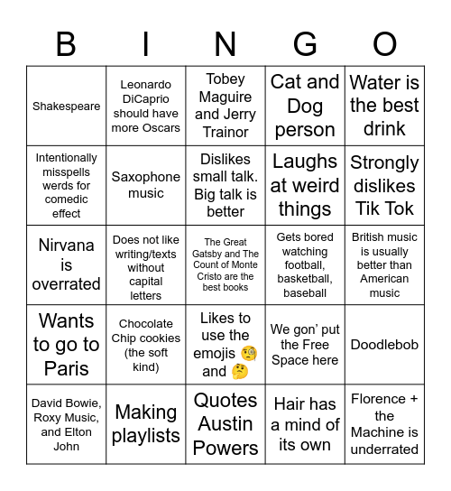 Zach Urban Edition Bingo Card