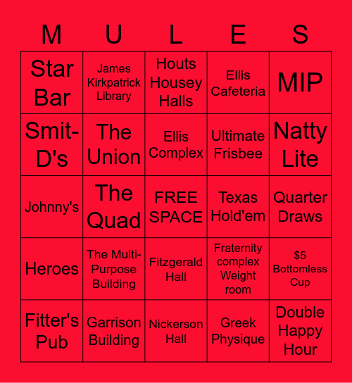 Party On Pine Street Bingo Card