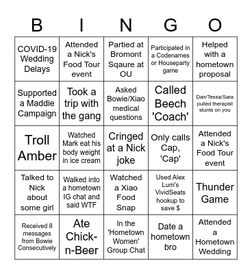 'not the bros' group chat bingo Card