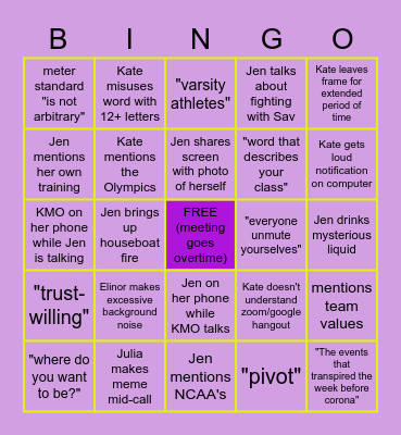 Rising Soph bingo!! Bingo Card
