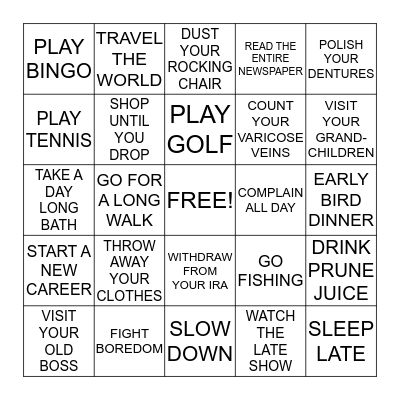 Pastor Gay's Retirement Party Bingo Card