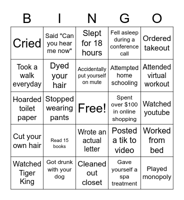Accenture Quarantine Bingo Card