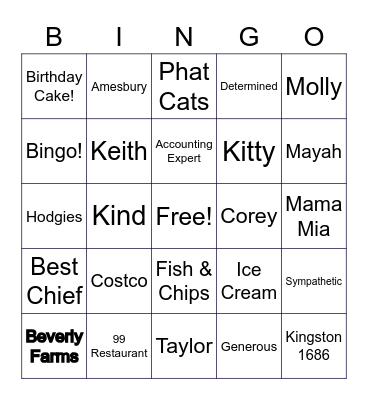 Gail's Birthday Bingo Card