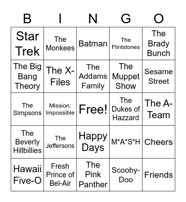TV Theme Songs Bingo Card