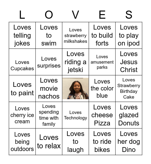 Aubrielle's 10th Birthday Bingo (Things She Loves) Bingo Card