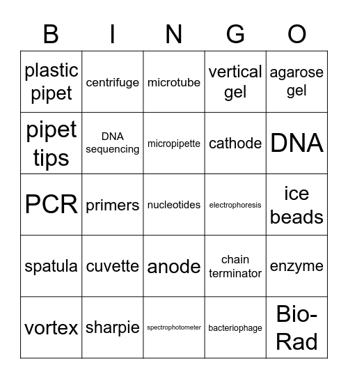 Brebeuf Biotech Bingo Card