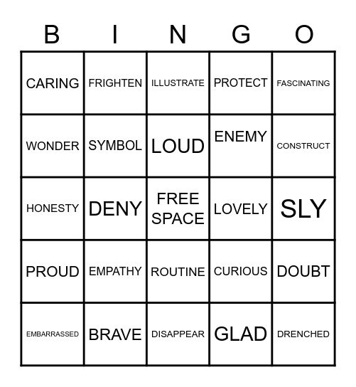 DEFINITION Bingo Card