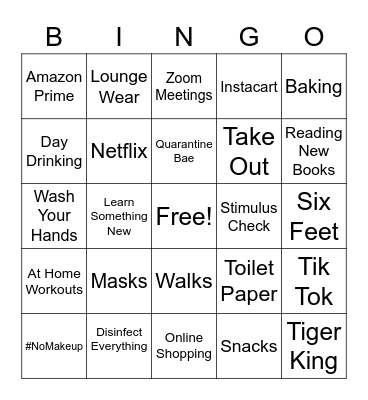 Quarantine Bingo Card
