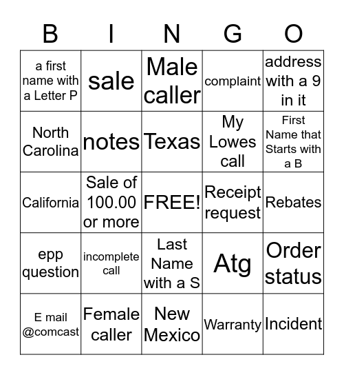 Silly Saturday  Bingo Card