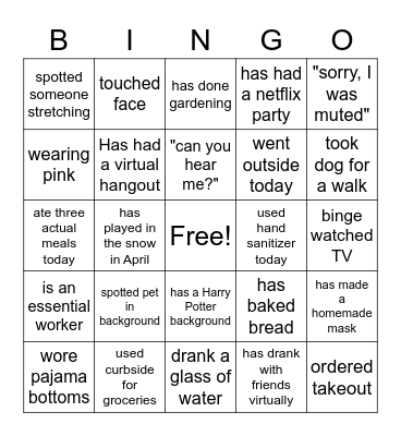 Questival Bingo Card