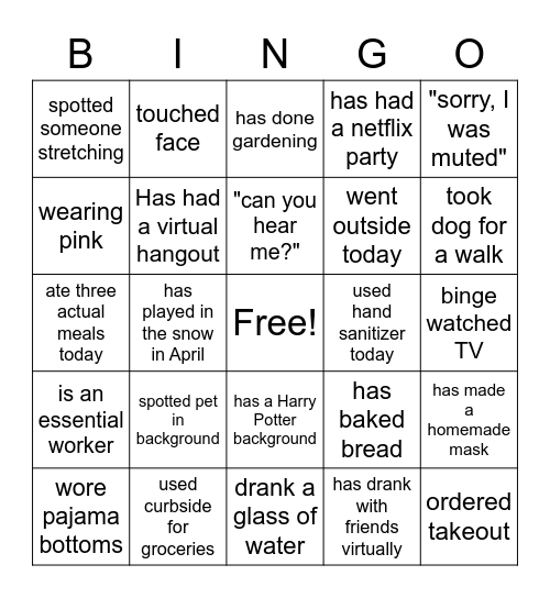 Questival Bingo Card