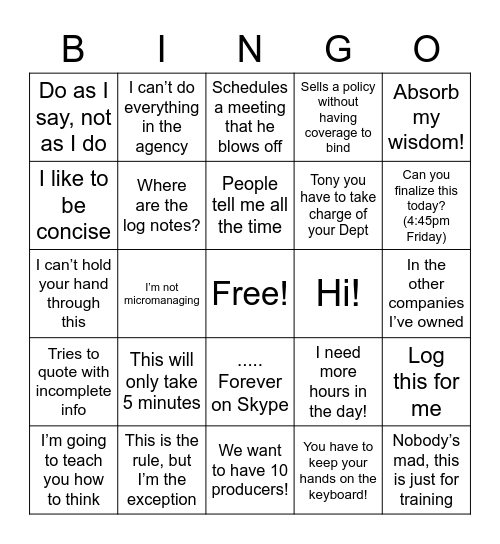 Khaos Bingo Card