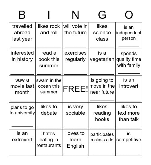 Untitled Bingo Card