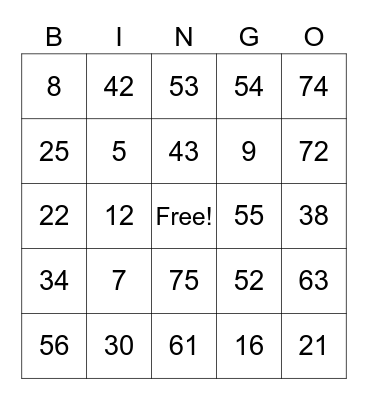 BINGO WITH FRIENDS! Bingo Card
