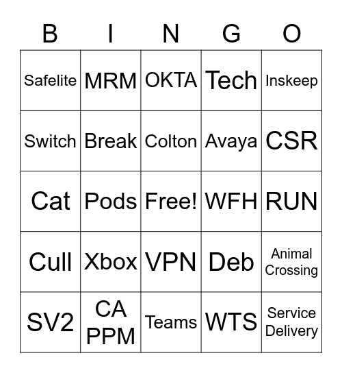 Safelite Bingo Card