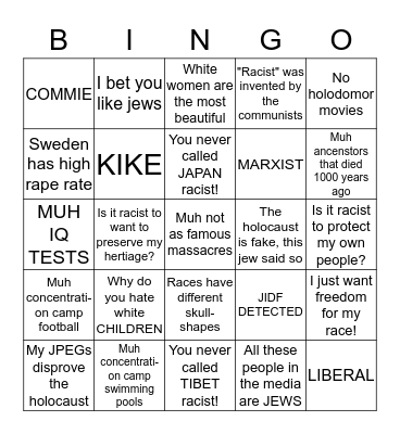 Stormfag Bingo Card