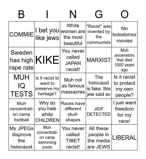 Stormfag Bingo Card