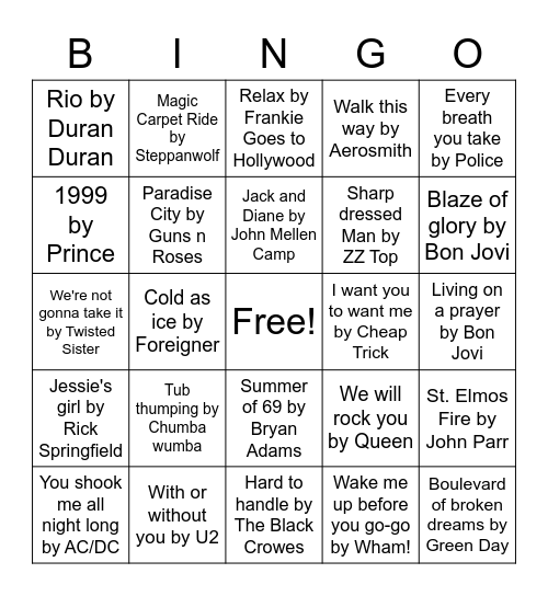 100.3 the bus bingo Card