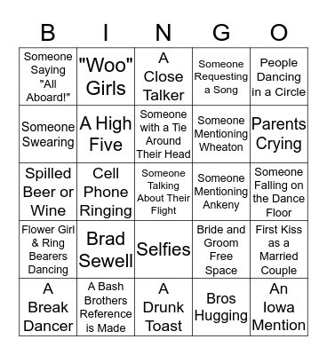 Wedding Bingo! Bingo Card