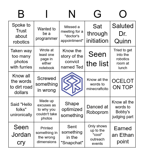 Suffern Robotics Bingo Card