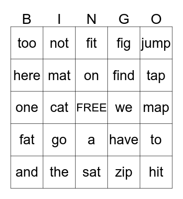 Theme 1 Bingo Card