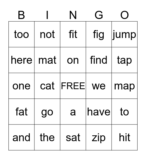 Theme 1 Bingo Card