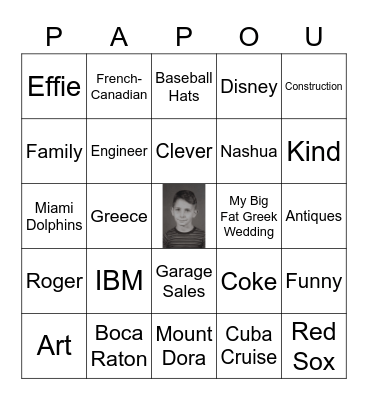 Happy 80th Birthday Papou! Bingo Card
