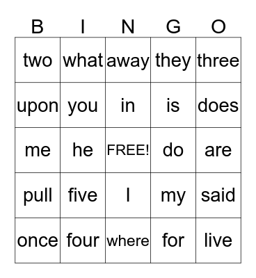 Theme 2 Bingo Card
