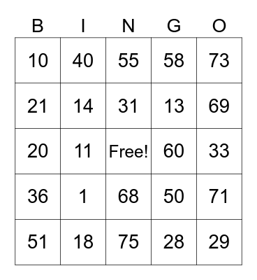 ROS FREE Bingo Card