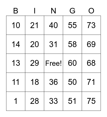 ROS FREE Bingo Card