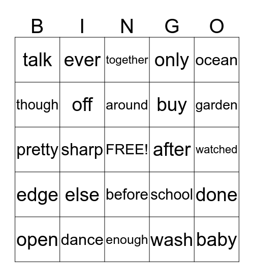 Theme 9 Bingo Card