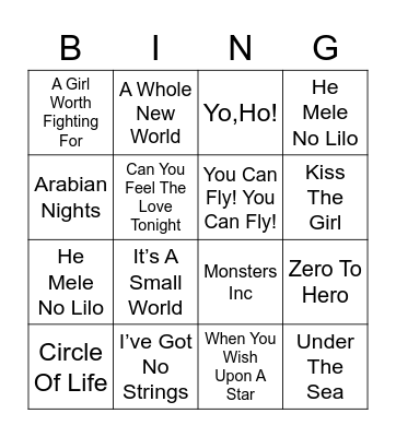 Name the Disney Show! Bingo Card