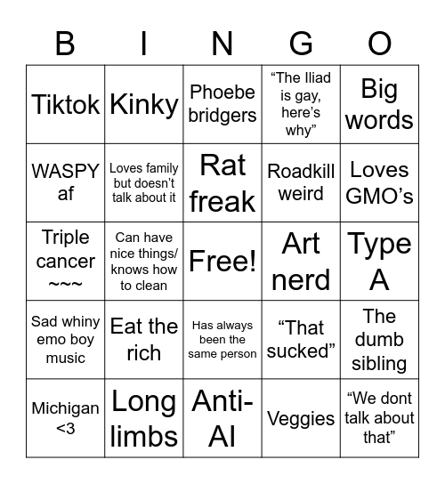 Elizabeth bingo Card