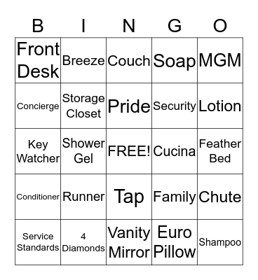 Housekeeping Week Bingo Card