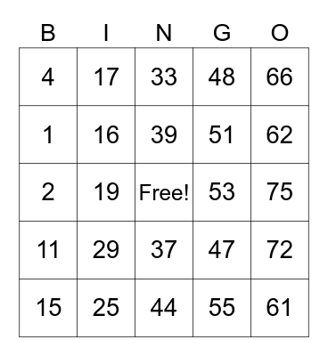 Mayglen Calipus Bingo Card