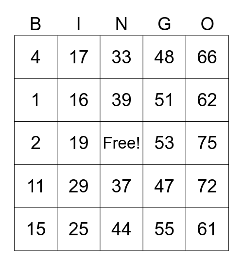 Mayglen Calipus Bingo Card
