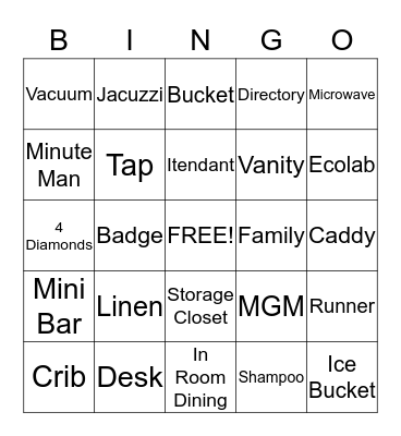 Housekeeping Week Bingo Card