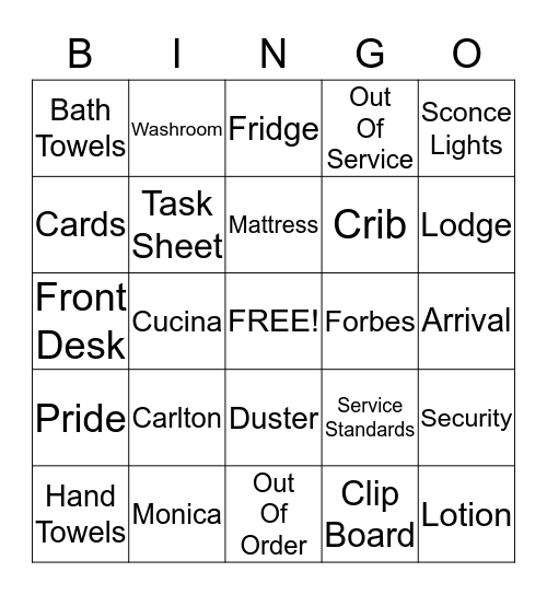 Housekeeping Week Bingo Card