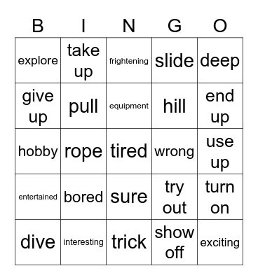 Vocabulary Review Bingo Card