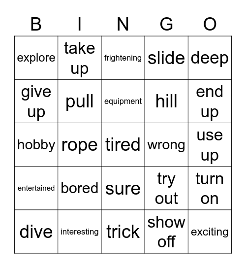 Vocabulary Review Bingo Card