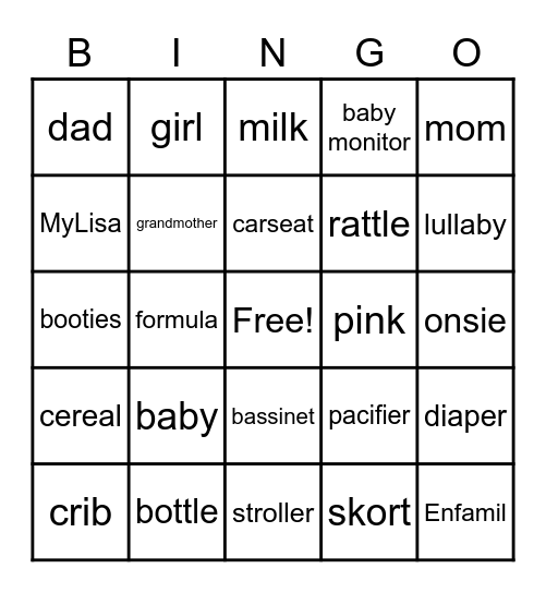Carlie Bingo Card