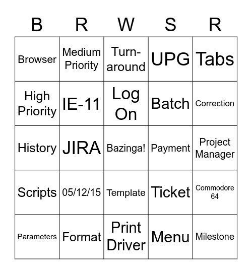 Browser Bingo Card