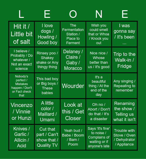 It's Alive! with Brad Bingo Card
