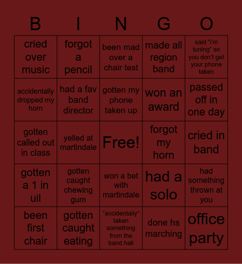 LEMS BAND Bingo Card