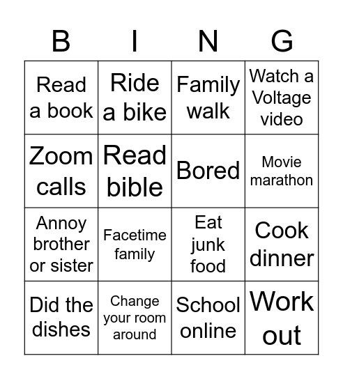 Voltage Iso Bingo Card