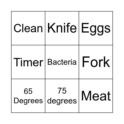 Food Hygiene Bingo Card