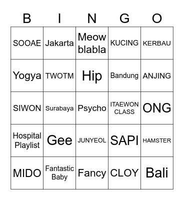 Mido's Bingo Card