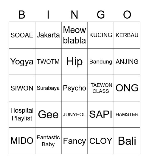 Mido's Bingo Card