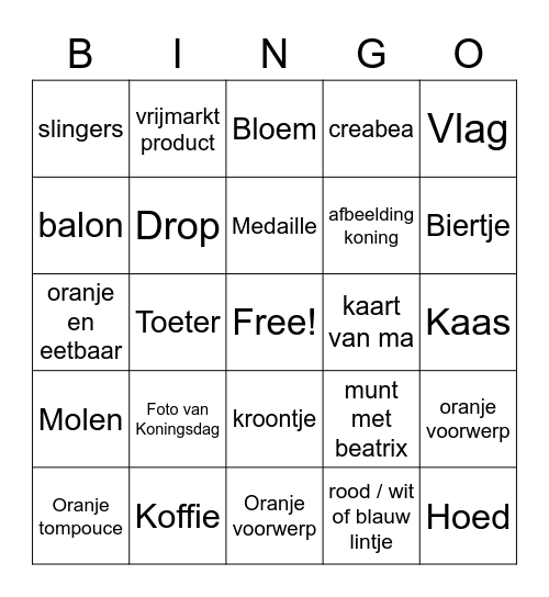 KoningsBingo! Bingo Card