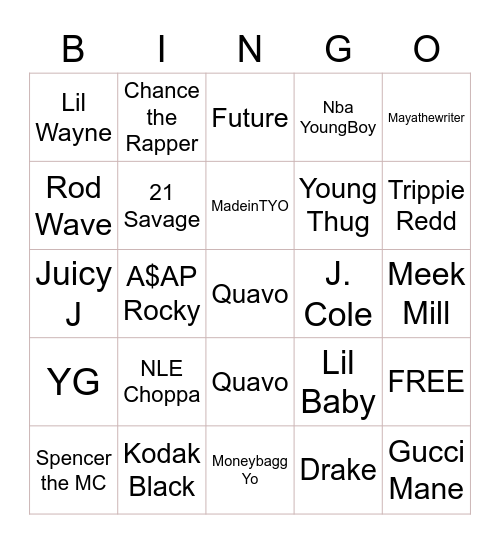 RAP BINGO Card